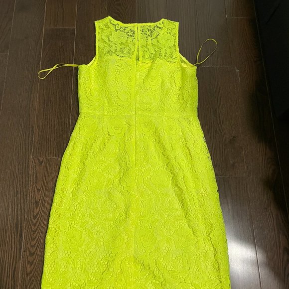 J.CREW Collection Sheath Dress Lace Neon Yellow - Picture 4 of 6